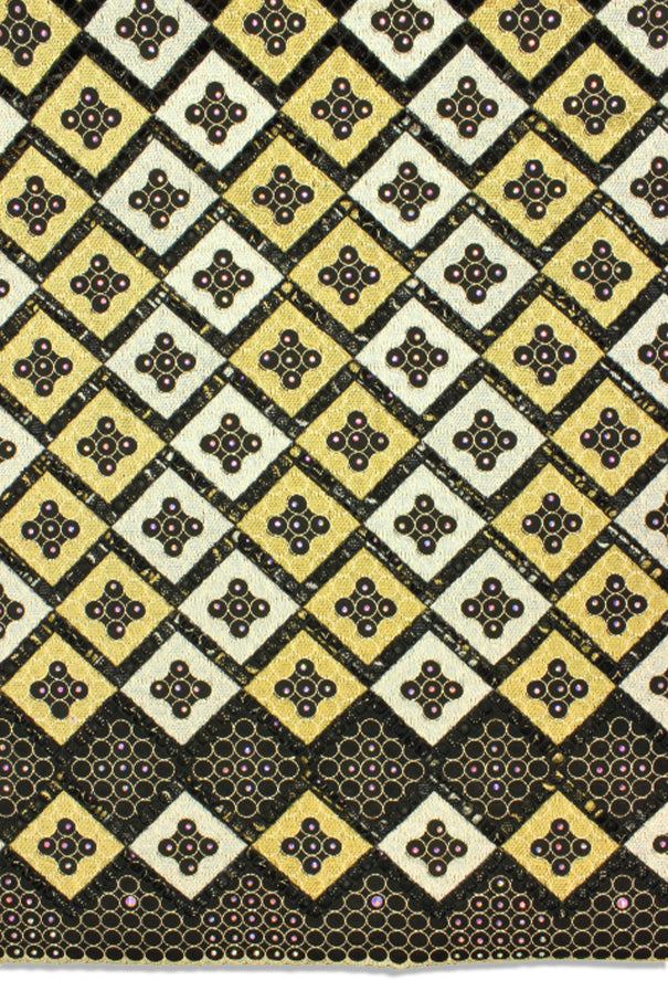 PSL044 - BGL - Premier Swiss Voile Lace - Black, Gold & Light Gold