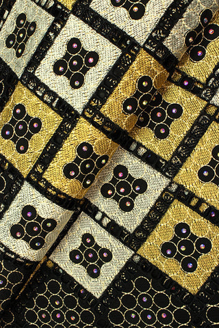 PSL044 - BGL - Premier Swiss Voile Lace - Black, Gold & Light Gold