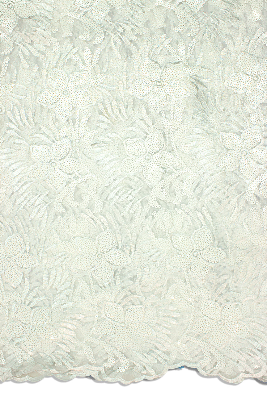 SQL061-WHT - Sequined French Lace - White