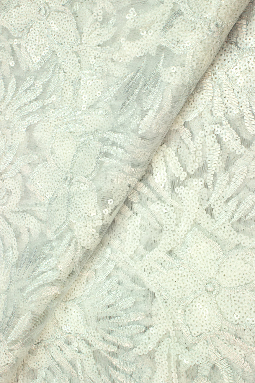 SQL061-WHT - Sequined French Lace - White