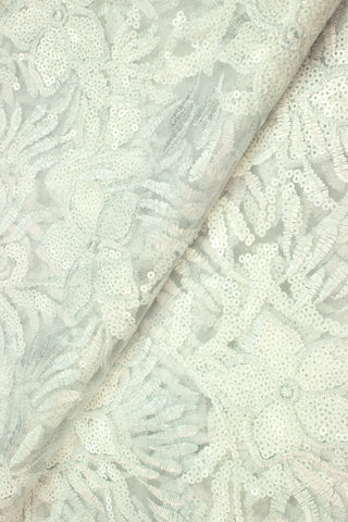 SQL061-WHT - Sequined French Lace - White