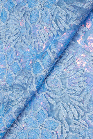 SQL061-SKB - Sequined French Lace - Sky Blue