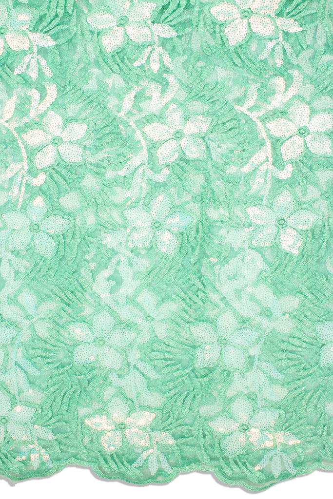 SQL061-MNT - Sequined French Lace - Mint