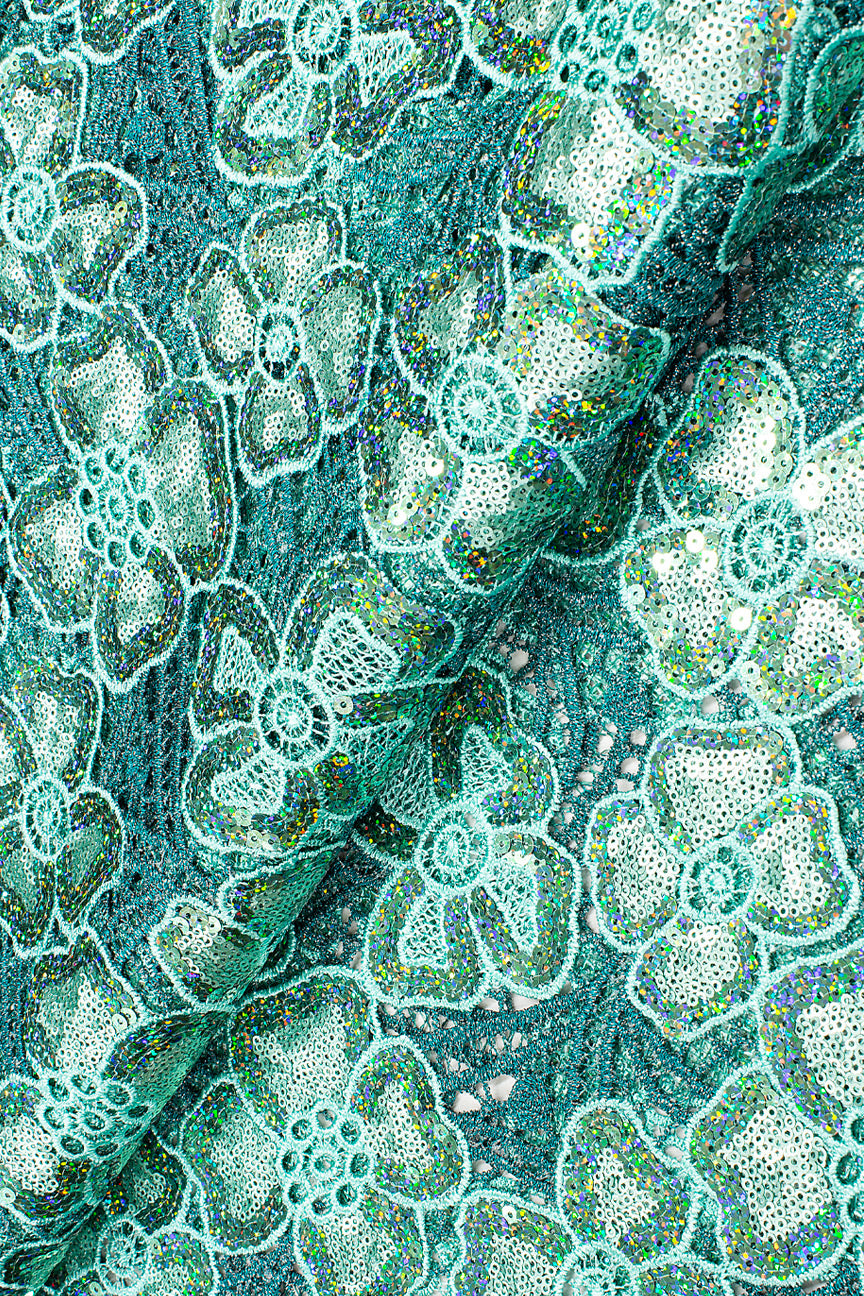 GPR090-TEA - Sequined Guipure Lace - Teal
