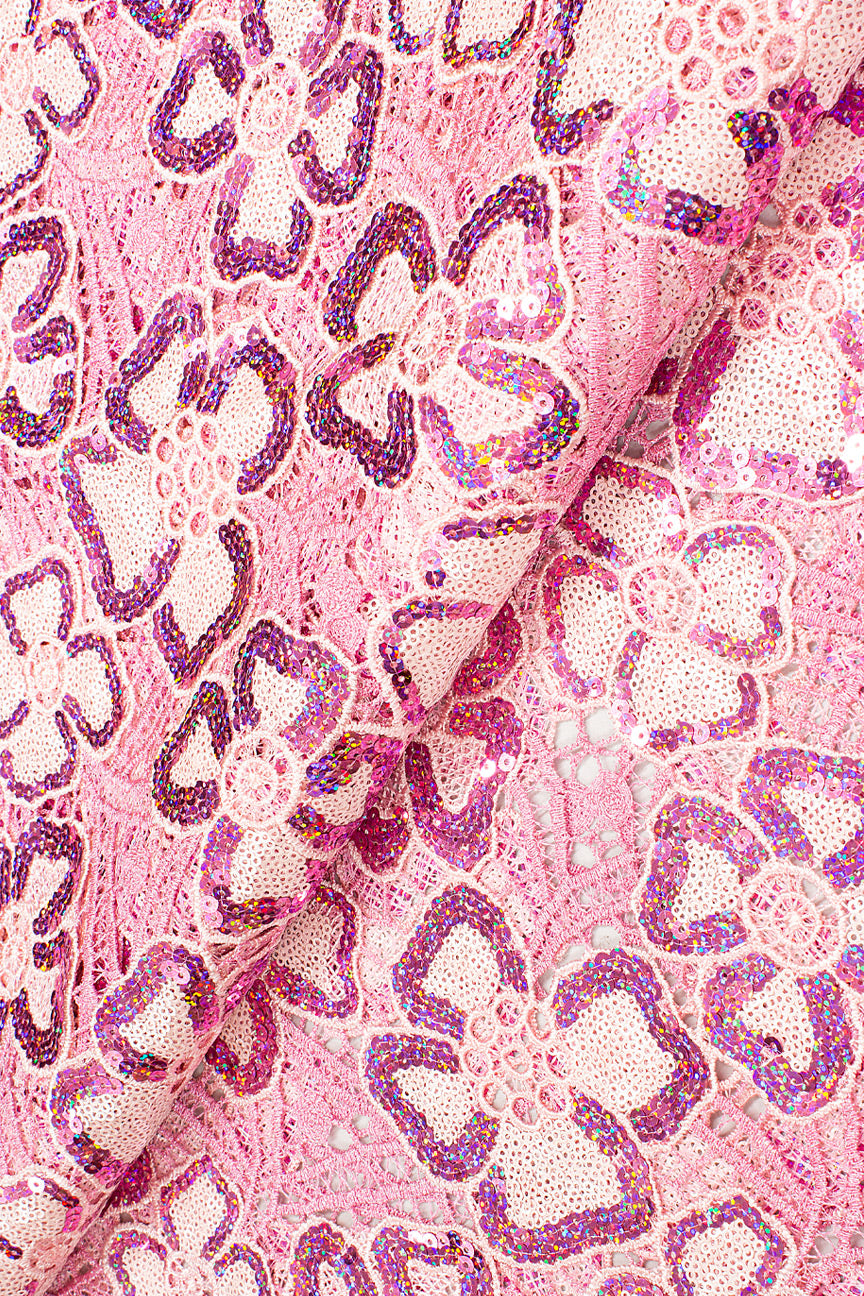 GPR090-PNK - Sequined Guipure Lace - Pink