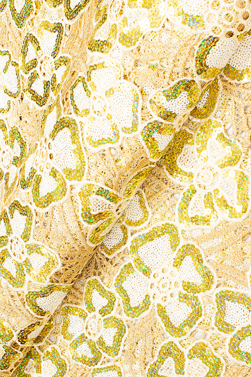 GPR090-BEI - Sequined Guipure Lace - Beige & Gold
