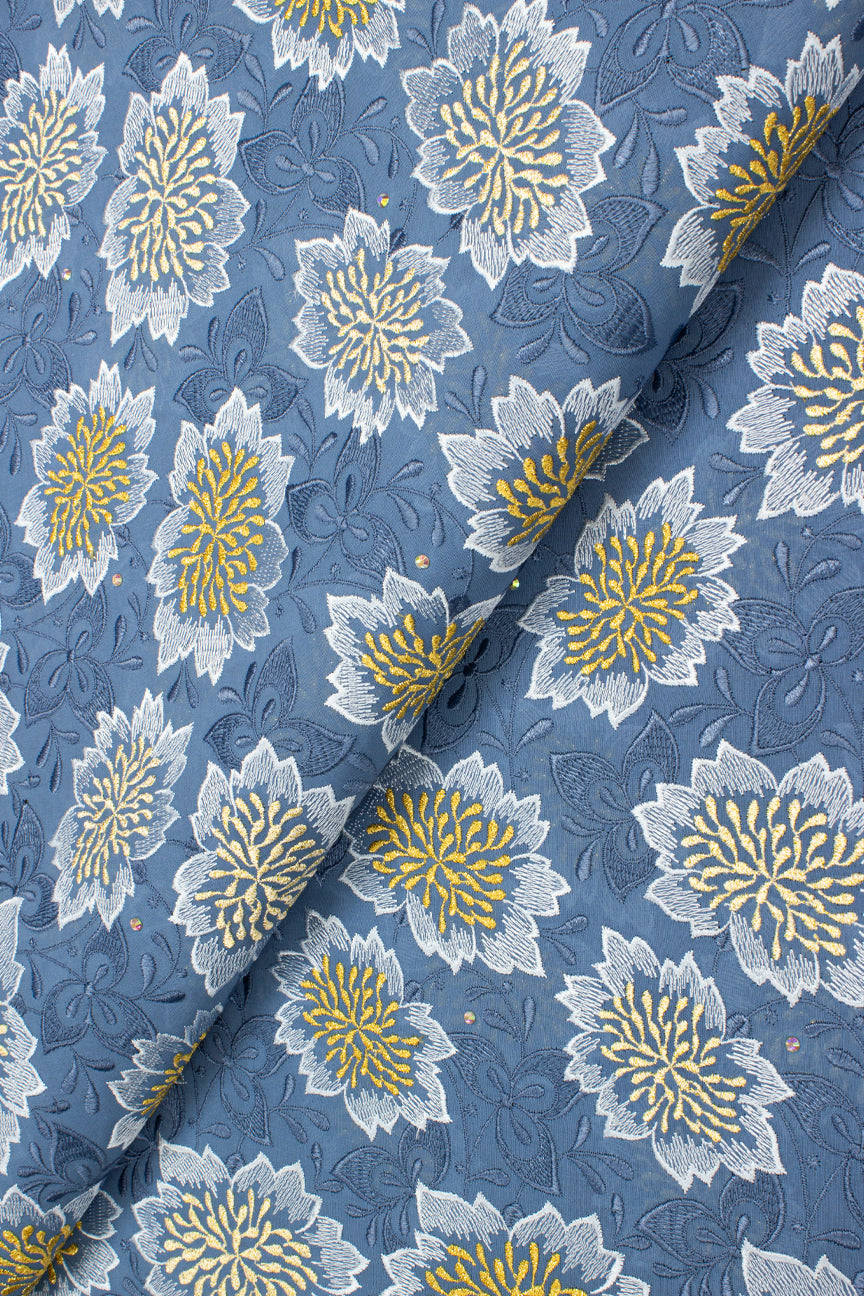 OCL188 - BLU - Big Voile Lace, Made In Austria - Baby Blue