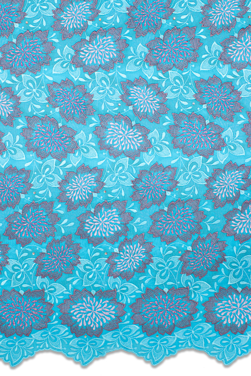 OCL188 - AQU - Big Voile Lace, Made In Austria - Aqua Blue