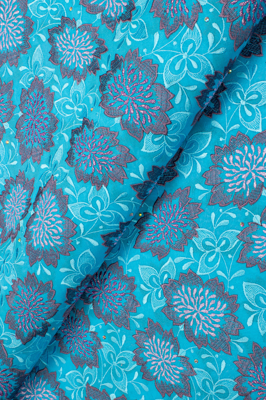 OCL188 - AQU - Big Voile Lace, Made In Austria - Aqua Blue