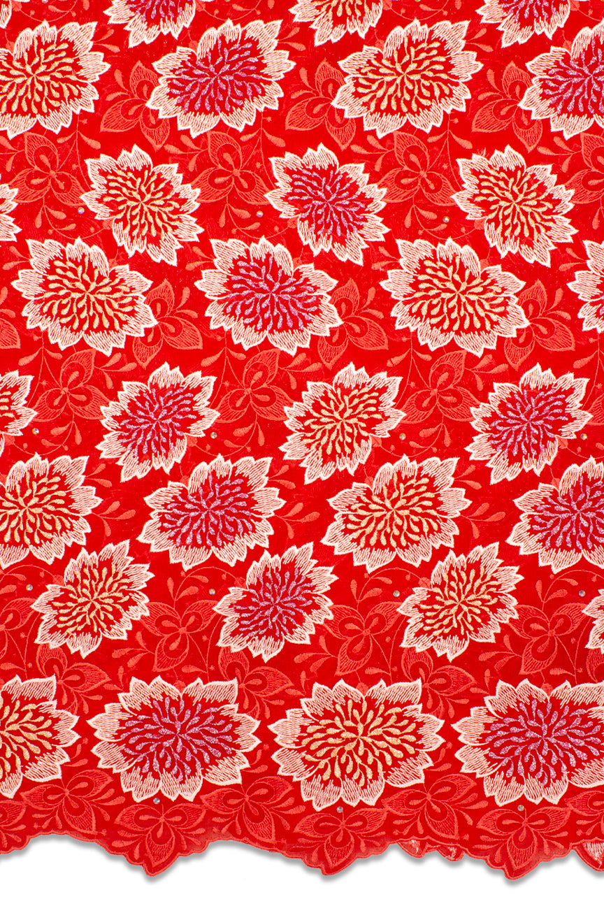 OCL188 - RED - Big Voile Lace, Made In Austria - Lipstick Red