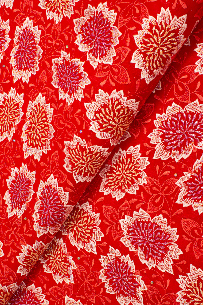 OCL188 - RED - Big Voile Lace, Made In Austria - Lipstick Red