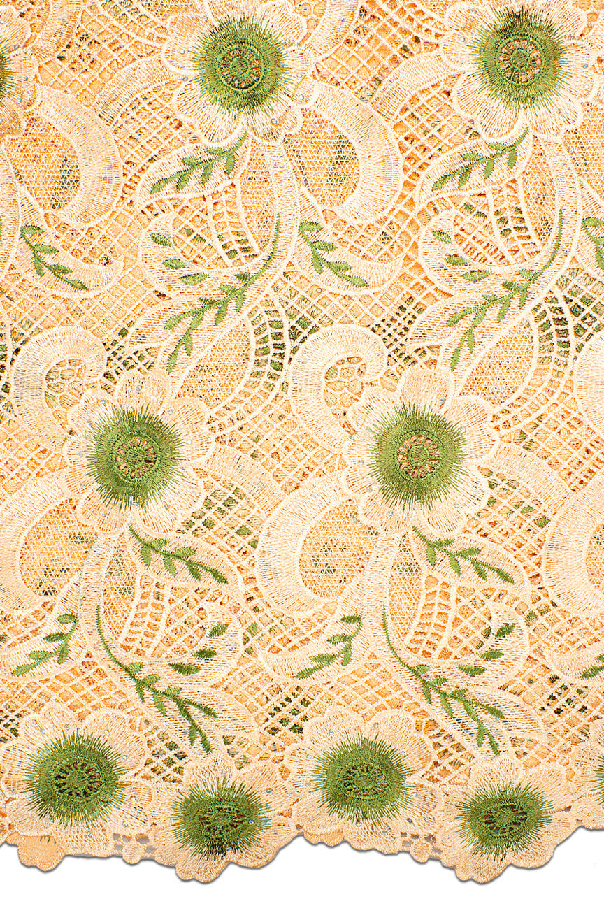 GPR092-PCH - Guipure Lace - Peach & Green