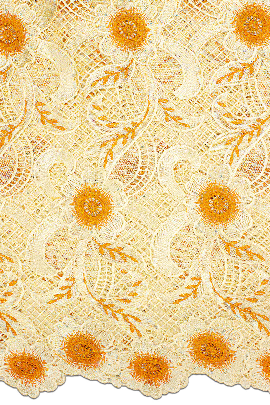 GPR092-CRMO - Guipure Lace - Cream & Orange