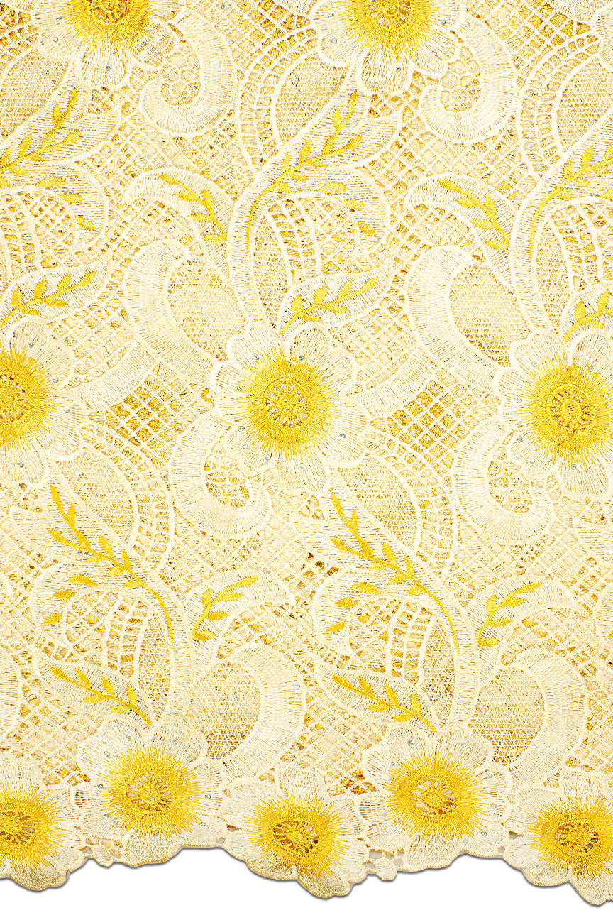 GPR092-CRY - Guipure Lace - Cream & Yellow