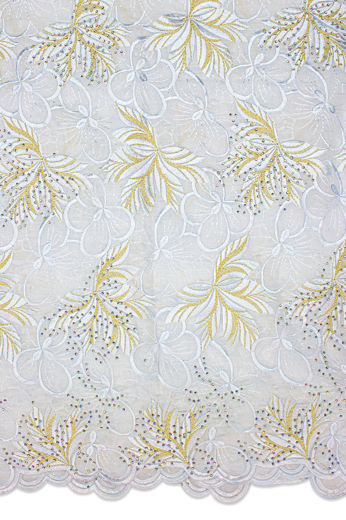 IRE597-WTG - Voile Lace - White & Gold