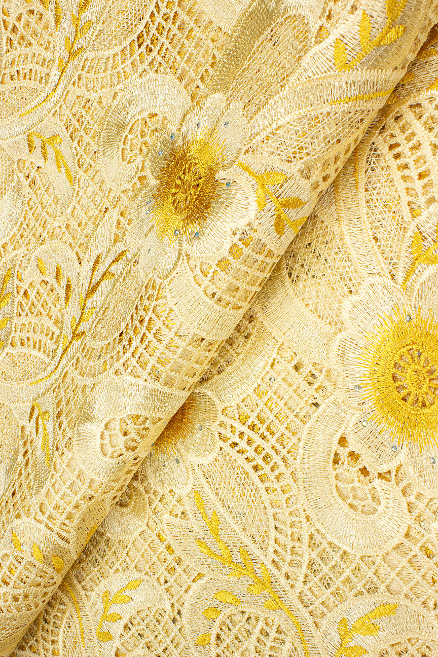 GPR092-CRY - Guipure Lace - Cream & Yellow
