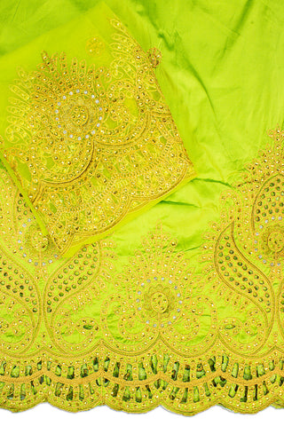GBL020-LGN - 2pc set, Hand Cut George Lace & Blouse Net Fabric - Lime Green
