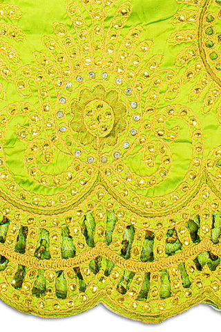 GBL020-LGN - 2pc set, Hand Cut George Lace & Blouse Net Fabric - Lime Green