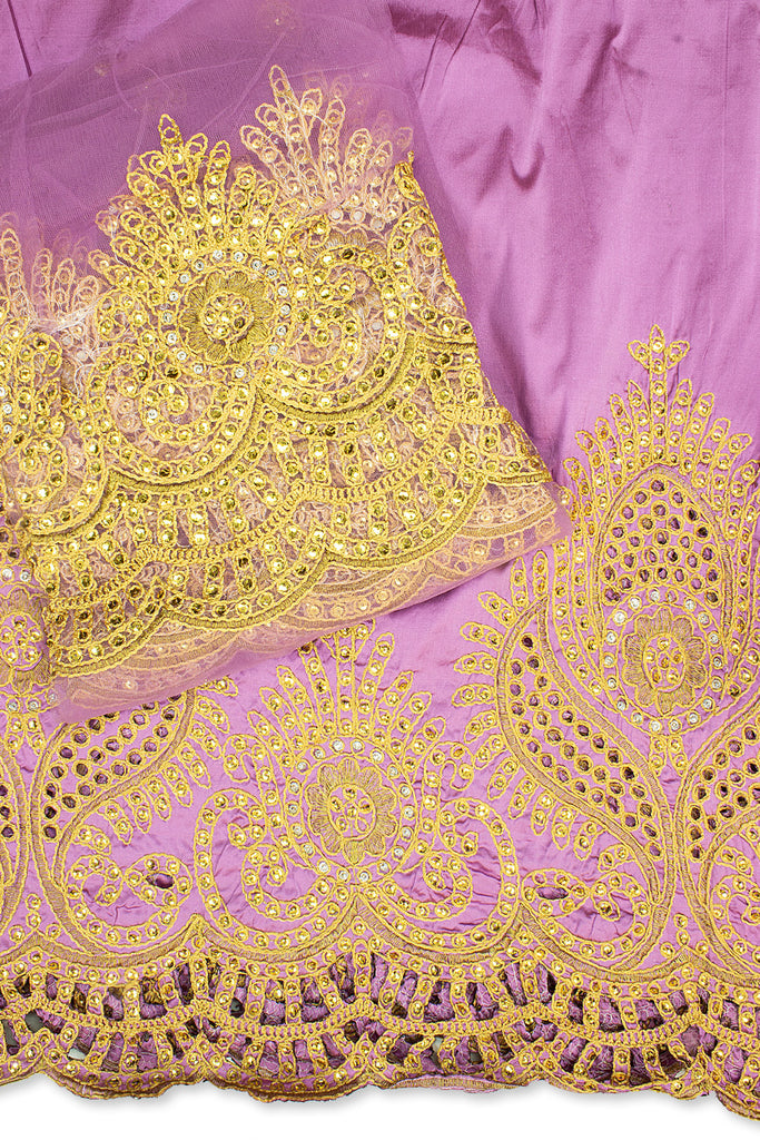 GBL020-ONI - 2pc set, Hand Cut George Lace & Blouse Net Fabric - Onion Pink