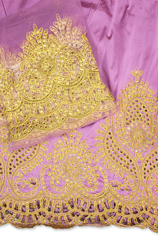 GBL020-ONI - 2pc set, Hand Cut George Lace & Blouse Net Fabric - Onion Pink