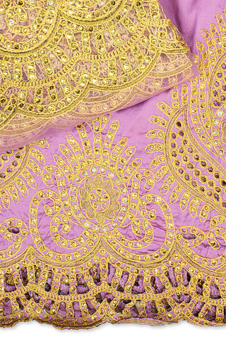 GBL020-ONI - 2pc set, Hand Cut George Lace & Blouse Net Fabric - Onion Pink