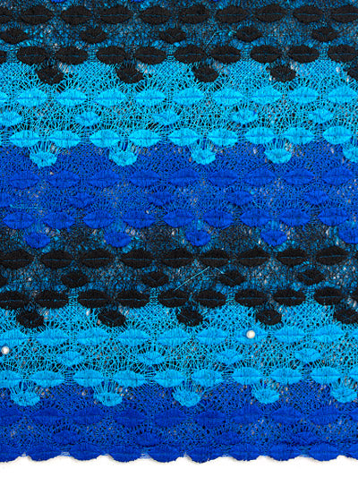 GPR047-RBT - Guipure Lace - Royal Blue & Turquoise M