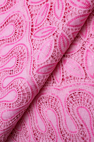 GPR073-BPK - Sequined Guipure Lace - Baby Pink