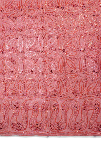 GPR073-PCH - Sequined Guipure Lace - Peach