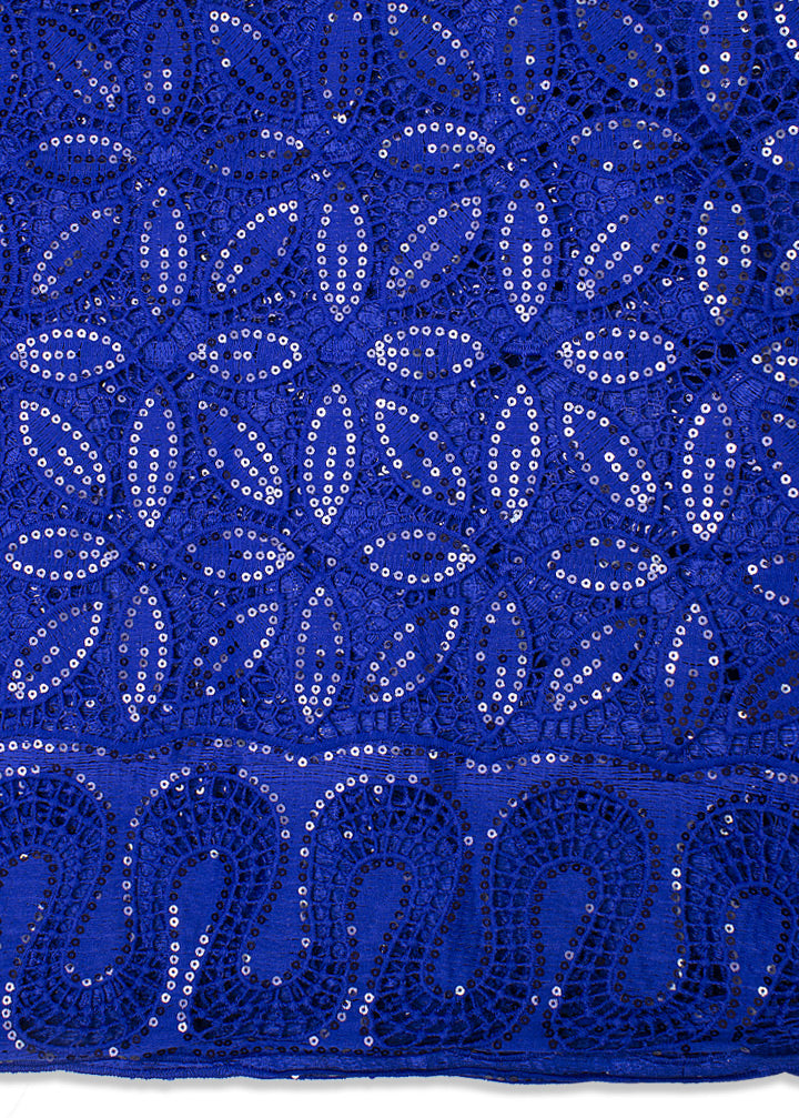 GPR073-RBL - Sequined Guipure Lace - Royal Blue