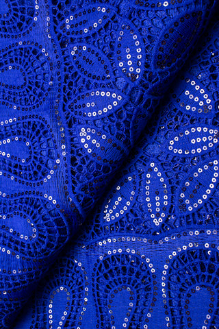 GPR073-RBL - Sequined Guipure Lace - Royal Blue