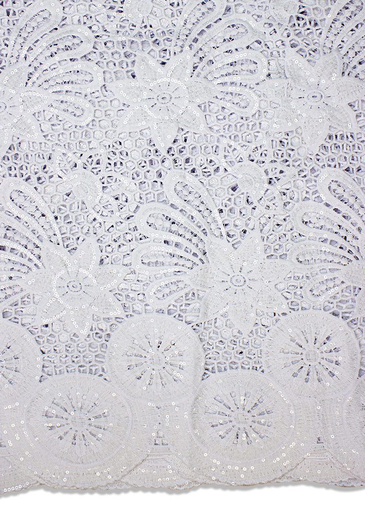 GPR078-WHT - Sequined Guipure Lace - White
