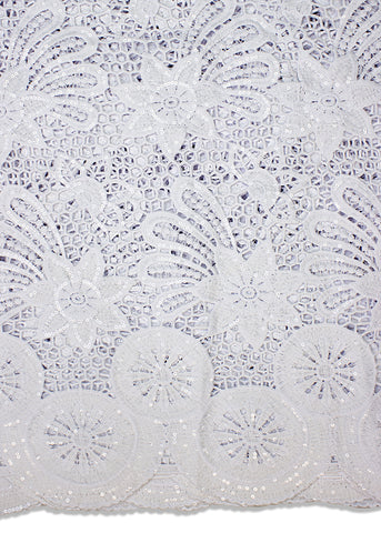 GPR078-WHT - Sequined Guipure Lace - White
