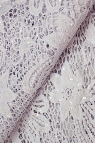 GPR078-WHT - Sequined Guipure Lace - White