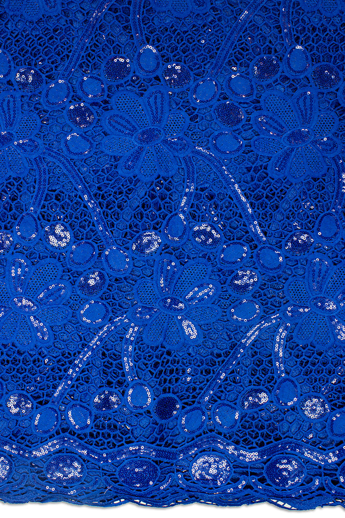 GPR079-RBL - Sequined Guipure Lace - Royal Blue