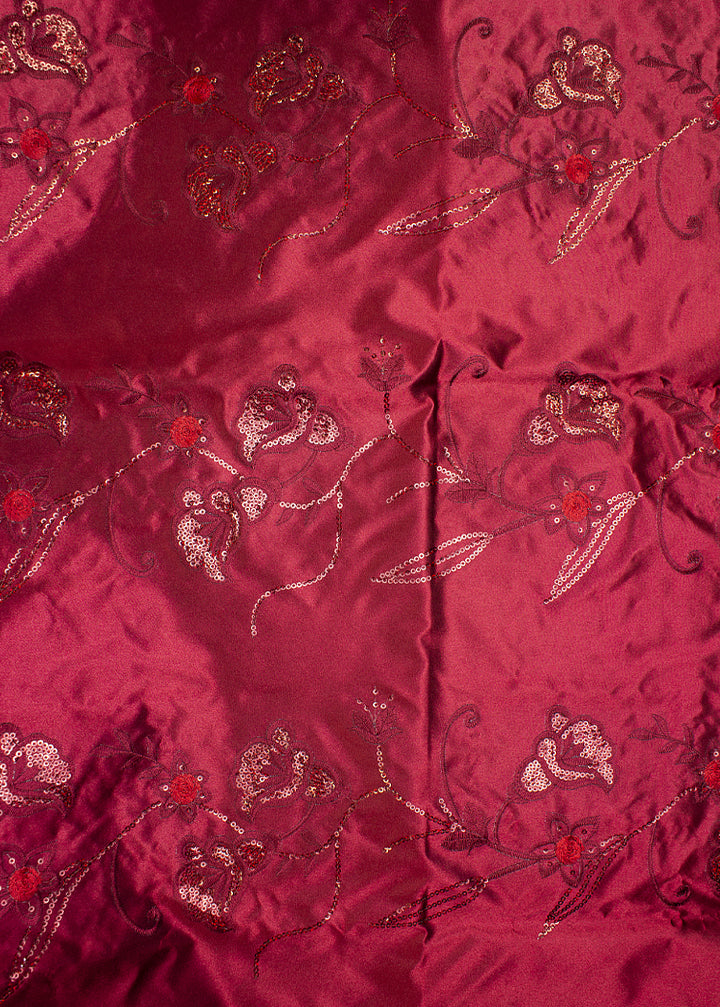 HTS062-WIN - Embroidered Headtie with Sequins - Wine