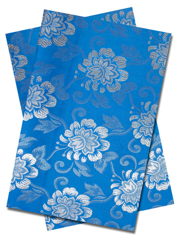 IPG093-DTQ - Sego Jacquard Gele & Ipele (2pc set) - Deep Turquoise Blue