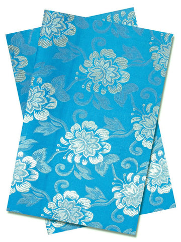 IPG093-TQB - Sego Jacquard Gele & Ipele (2pc set) - Light Turquoise Blue
