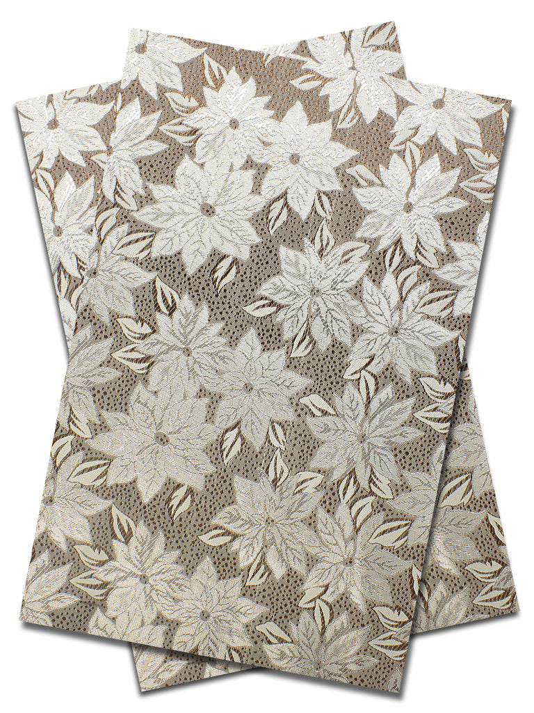 IPG094-BRW - Sego Jacquard Gele & Ipele (2pc set) - Beige & Brown