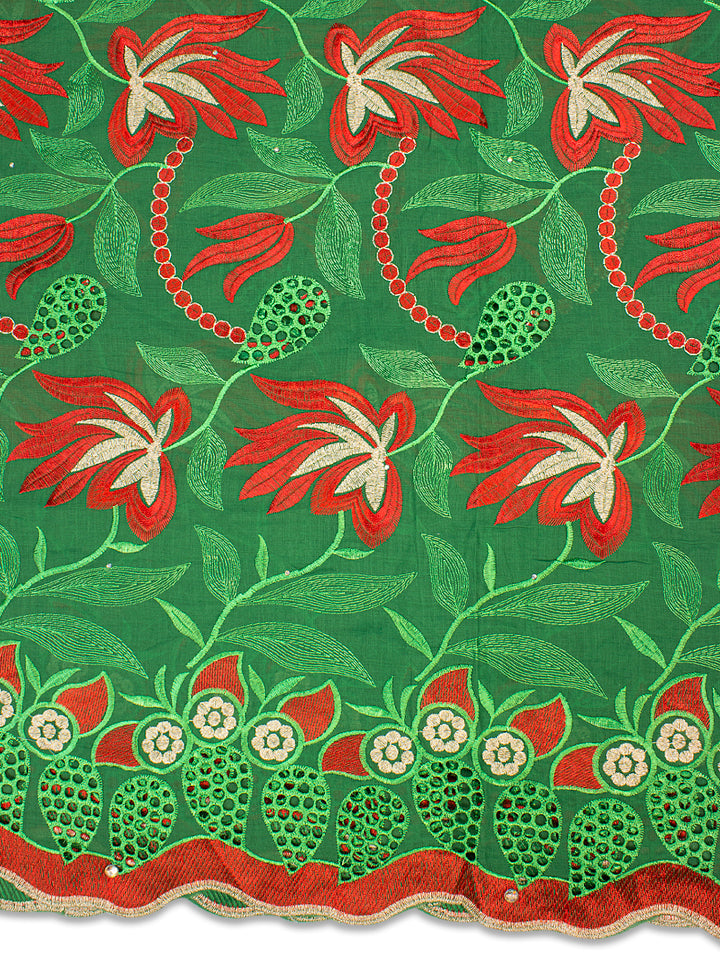 IRE495-GRR - Voile Lace - Green & Red
