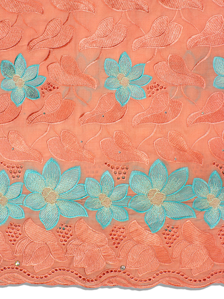 IRE511-PCH - Voile Lace - Peach & Mint Green