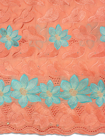 IRE511-PCH - Voile Lace - Peach & Mint Green