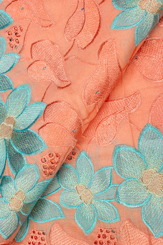 IRE511-PCH - Voile Lace - Peach & Mint Green