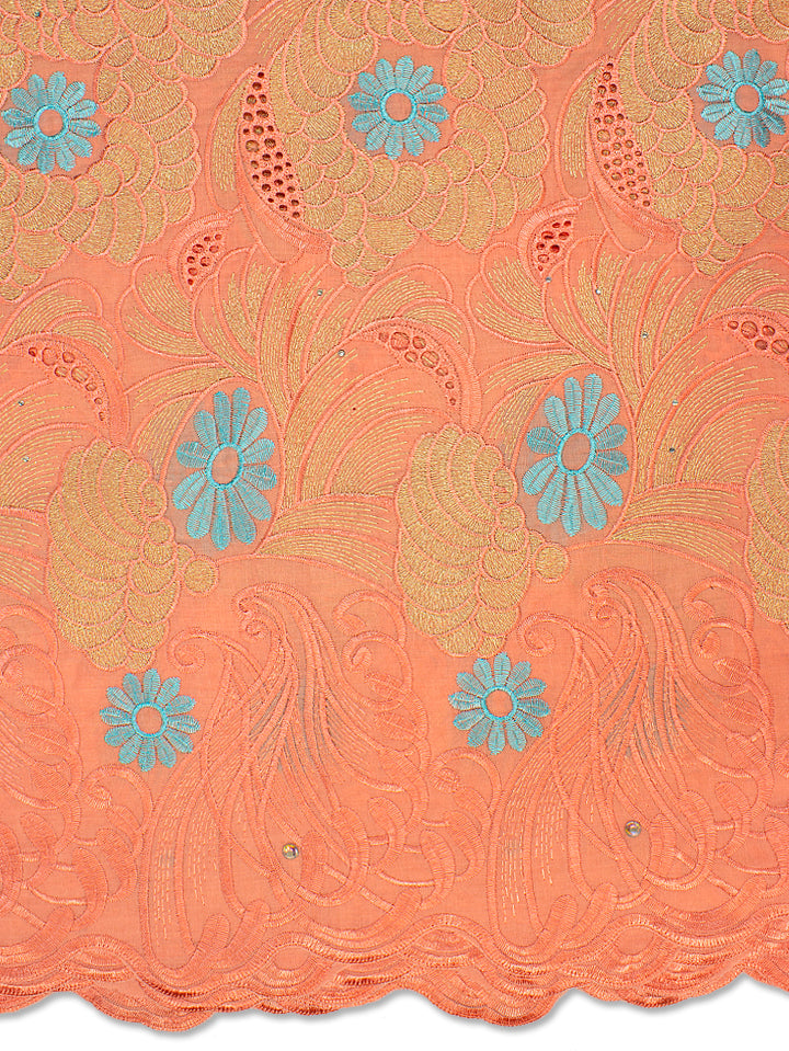 IRE516-PCH - Voile Lace - Peach, Mint & Gold