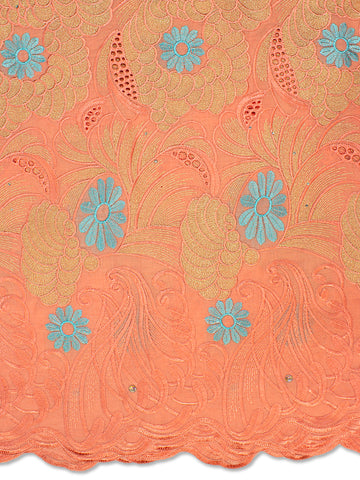 IRE516-PCH - Voile Lace - Peach, Mint & Gold