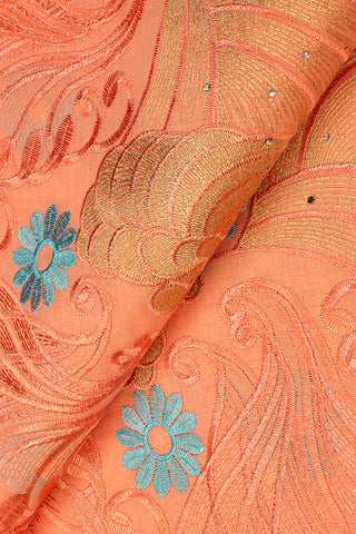 IRE516-PCH - Voile Lace - Peach, Mint & Gold