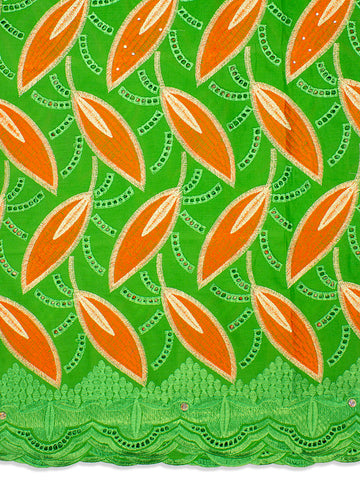 IRE524-LFG - Voile Lace - Leaf Green & Orange