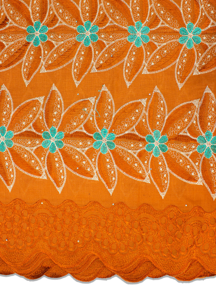 IRE528-BOR - Voile Lace - Burnt Orange & Mint