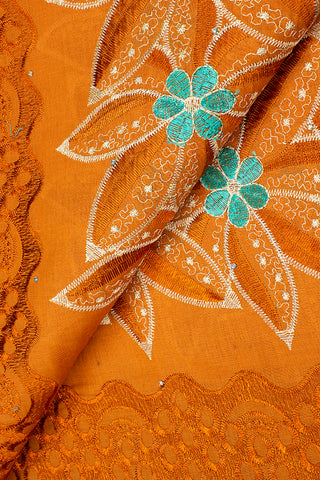 IRE528-BOR - Voile Lace - Burnt Orange & Mint