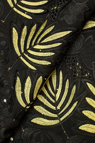 IRE540-BLK - Voile Lace - Black & Gold Lurex