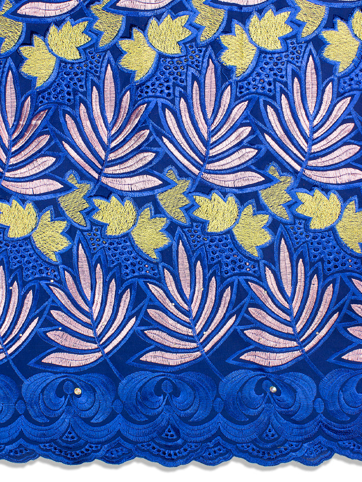 IRE540-RBL - Voile Lace - Royal Blue, Pink & Gold Lurex